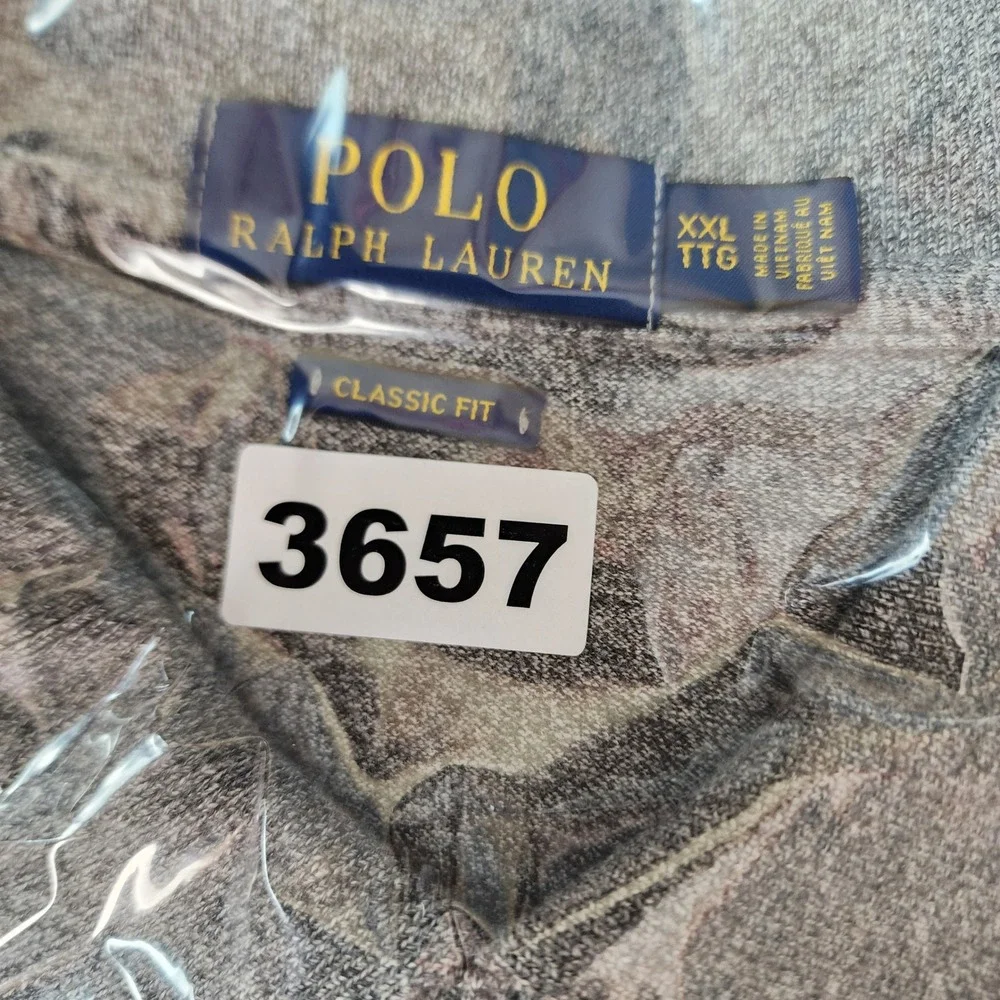Polo Ralph Lauren Mens XXL Grey‎ Heathered Cotton Classic Fit Polo Shirt 3657